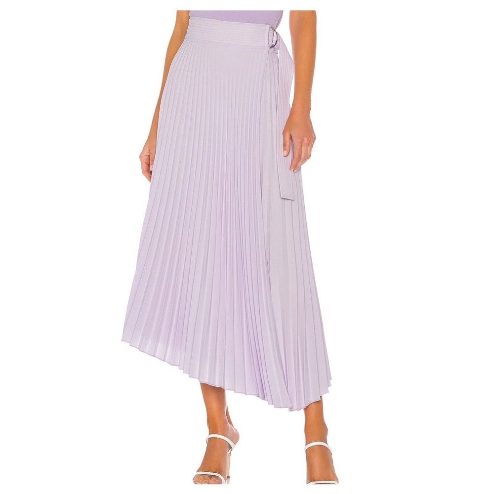 $595 A.L.C Arielle Asymmetrical Hem Pleated Wrap Midi Skirt Sz 6 Lilac